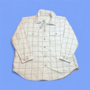 NWT Tilley Plaid Cream Shacket Jacket sz XL